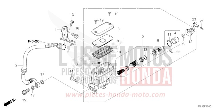 REAR BRAKE MASTER CYLINDER for Gold Wing GRAPHITE BLACK (NHB01) from 2023